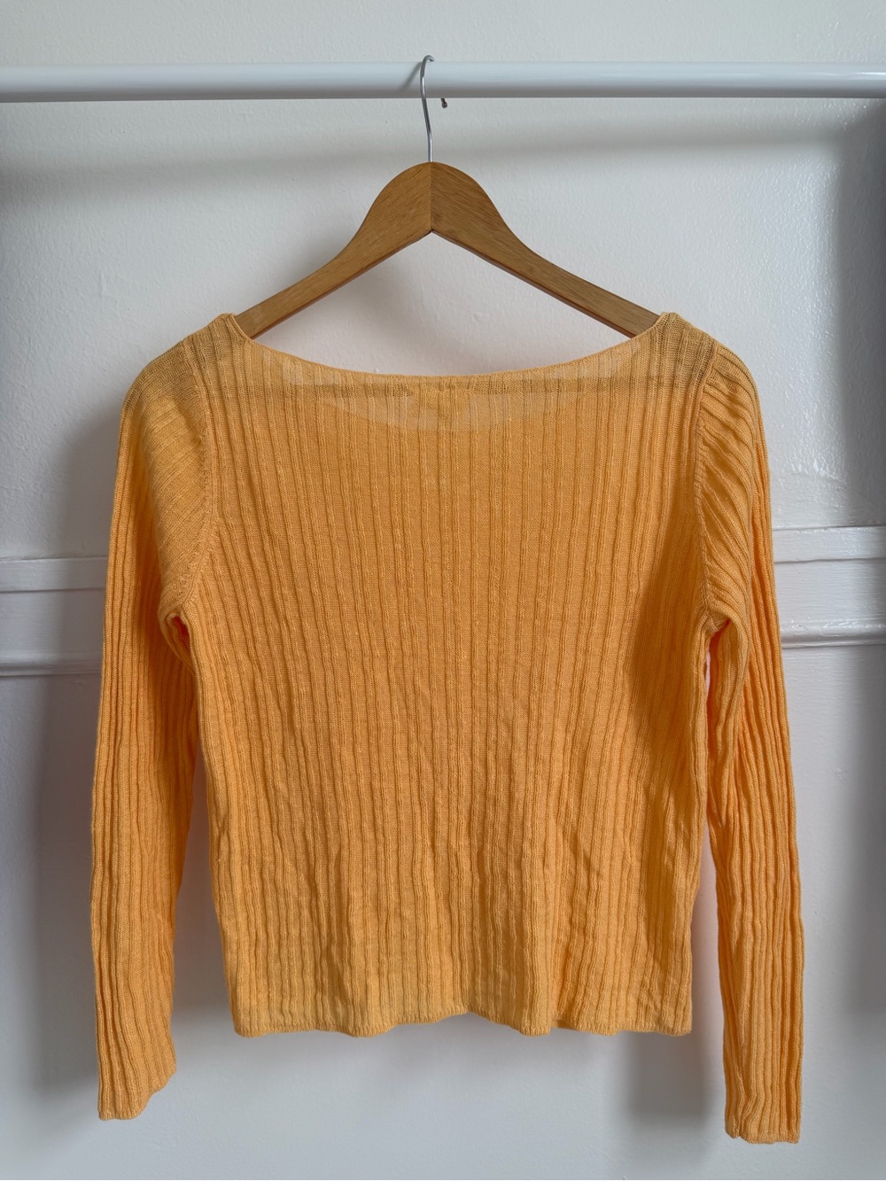 EILEEN FISHER vintage Organic 100% Linen Ribbed Sweater, creamsicle orange, XS - Picture 2 of 6